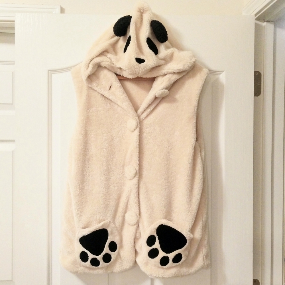 Snuggly panda hooded vest 🐼 This fits women or teens, size large